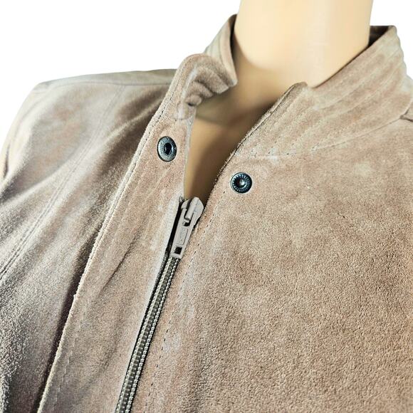 1980s Brown Suede Leather Zip Up Jacket Size 11 - 12 Vintage Womens Size XS - Picture 11 of 12